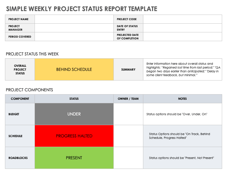 Weekly Status Report Template