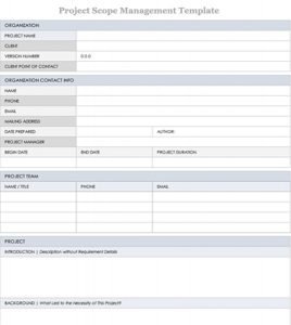 6+ Project Scope Management Plan Template Excel