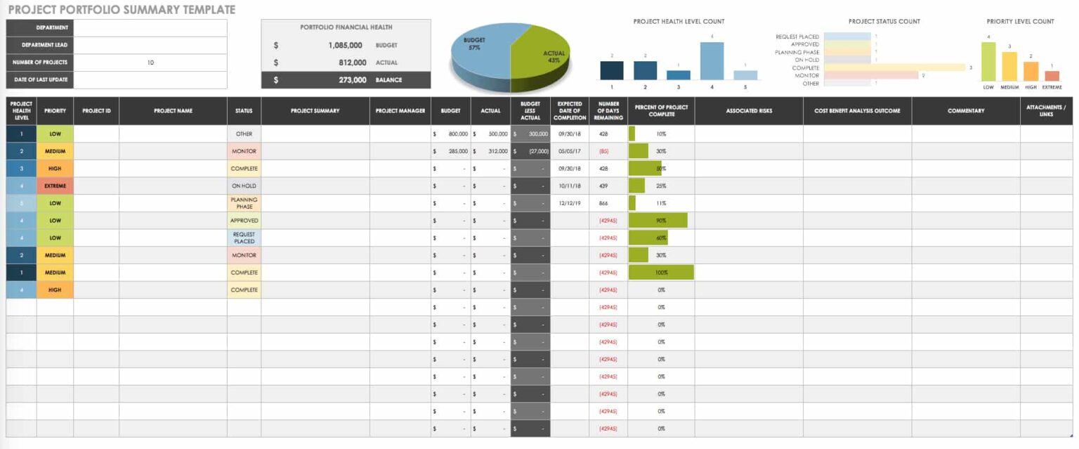 Top Project Portfolio Tracker Template Download - PMITOOLS