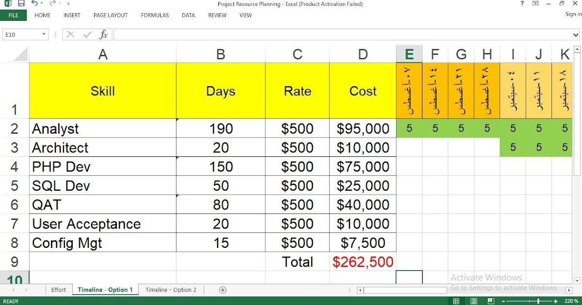 Project Resource Planning Template