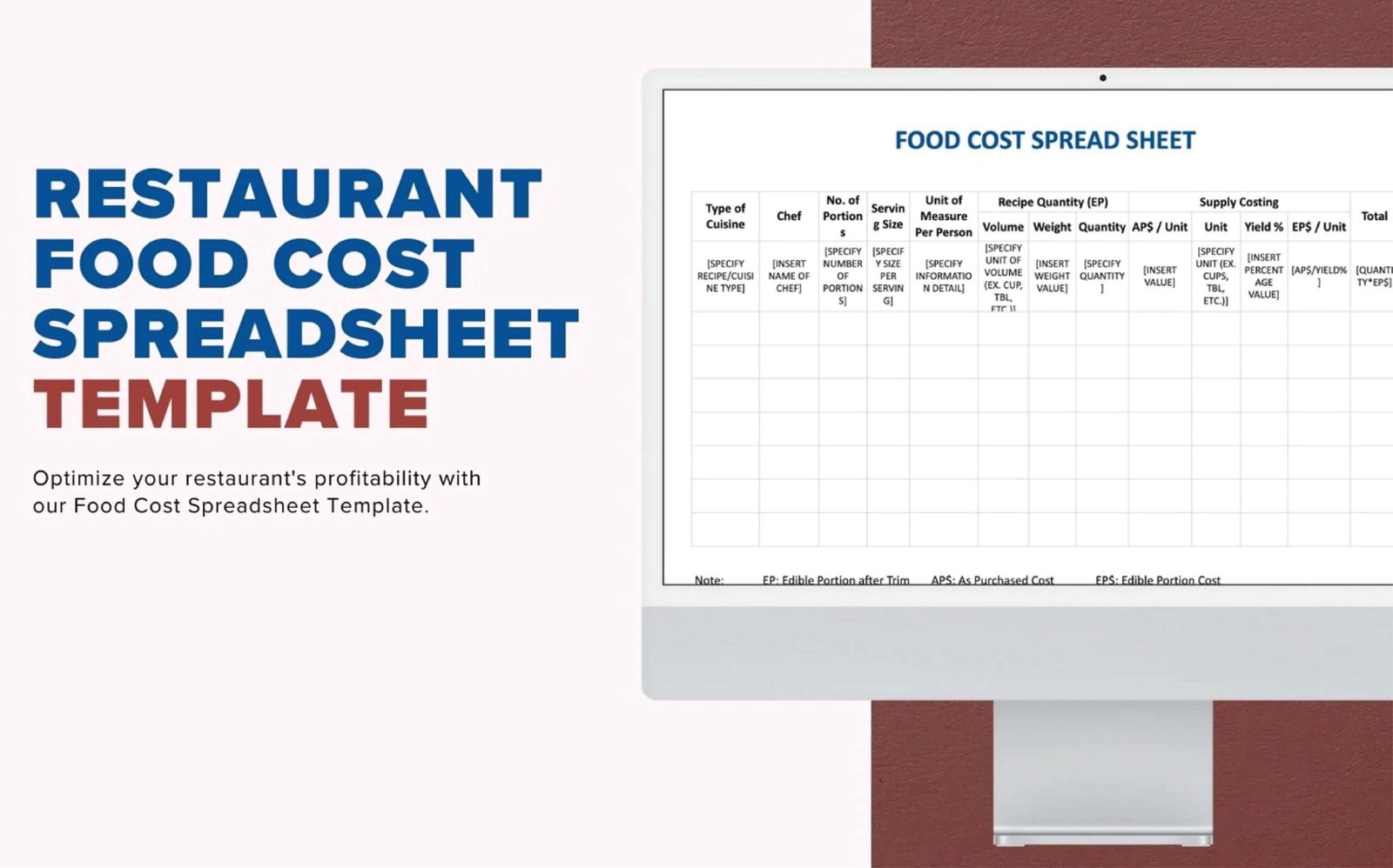 Food Cost Spreadsheet